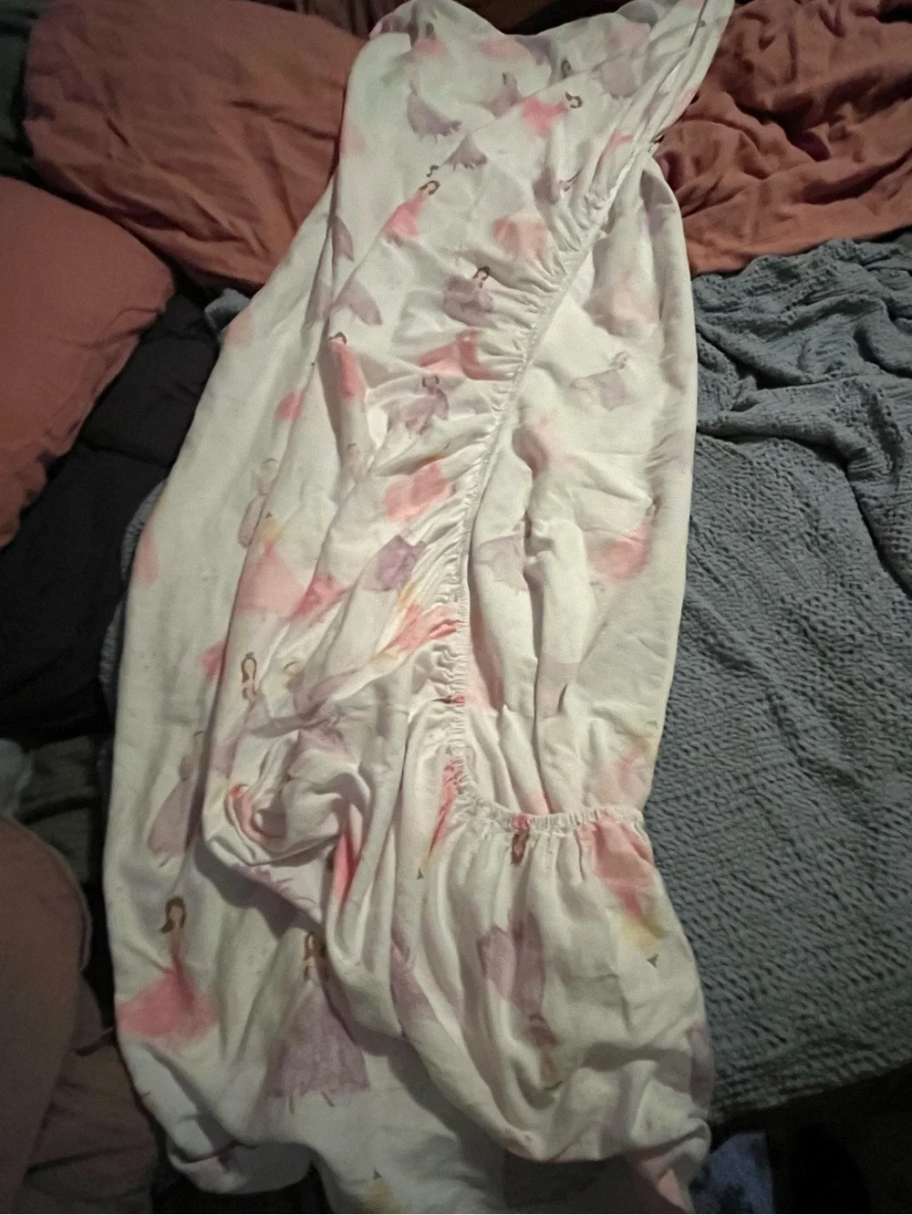 Nicole Miller ~ Princess Fitted Sheet - Pink and White and Purple~twin